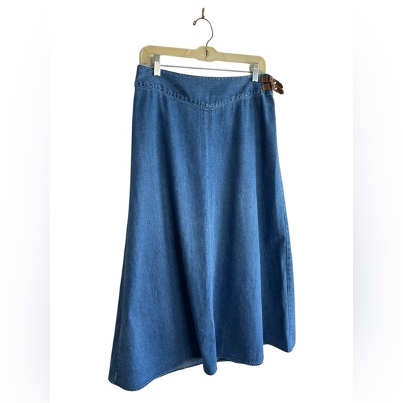 Talbots Dresses & Skirts - VTG Talbots Denim Jean Skirt A Line Midi Western 100% Cotton Size 10 P Modest